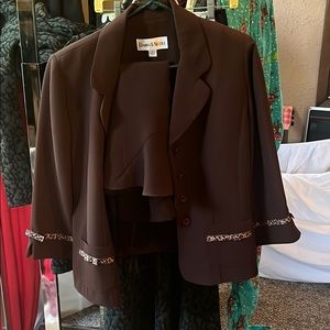 Danny and Nicole Brown and Leopard skirt suit